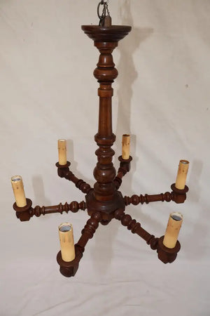 Elegant 1920's French wood chandelier