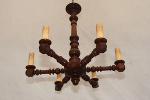Elegant 1920's French wood chandelier