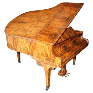 Very rare mid 19th Century burl walnut baby grand piano by Collard and Collard