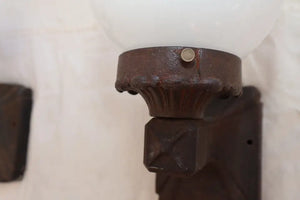 Pair of 1920' cast iron outdoor sconces