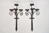 Rare large pair of 1920's French wrought iron sconces