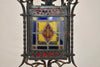 Beautiful French 1920's iron lantern with stain glass