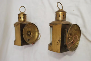 Cute little pair of 1930's brass outdoor sconces