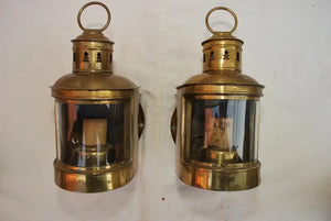 Cute little pair of 1930's brass outdoor sconces