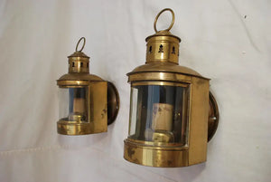 Cute little pair of 1930's brass outdoor sconces