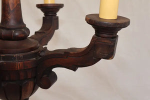 Elegant French turn of the century wood chandelier