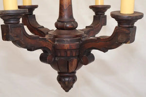 Elegant French turn of the century wood chandelier
