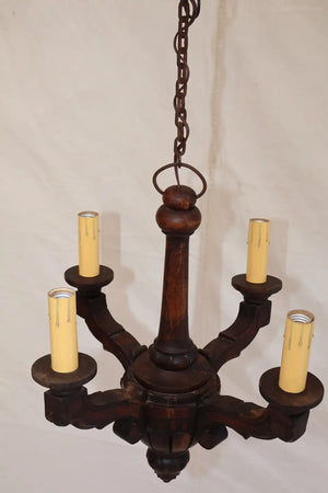 Elegant French turn of the century wood chandelier