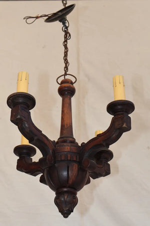 Elegant French turn of the century wood chandelier