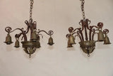 Pair of 1920's wrought iron/brass chandeliers