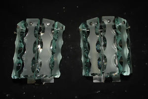 elegant pair of 1970's Italian sconces design by Cristal Arte