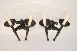 large pair of French wrought iron sconces