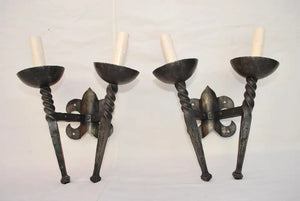 large pair of French wrought iron sconces