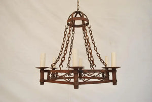 Elegant French 1920's hands made wrought iron chandelier