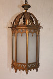 Beautiful and rare large 1920's bronze lantern with Gargoyles
