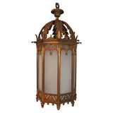 Beautiful and rare large 1920's bronze lantern with Gargoyles