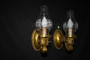 Elegant Pair of Turn of the Century Brass Sconces