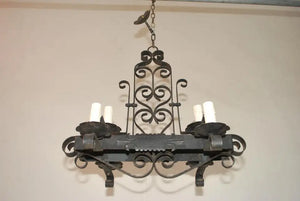 Small French Rectangular Iron Chandelier