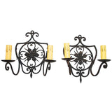 Antique Pair of French 1920 Wrought Iron Sconces