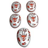 Sexy Set of Five Eggs Shape Dish by Coalport of England Indian Tree Coral Line