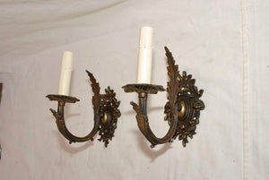 Rare Set of Ten French 1940 Brass Sconces