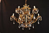 1950 Italian Wrought Iron and Crystal Chandelier