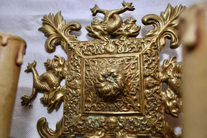 Beautiful Pair of Late 19th Century French Bronze Sconces with Dolphins