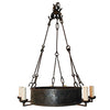Large French 1920s Wrought Iron Chandelier