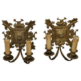 Beautiful Pair of Late 19th Century French Bronze Sconces with Dolphins
