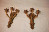 Elegant pair of French 1940''s Brass sconces with cupids