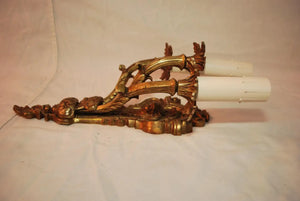 Elegant pair of French 1940''s Brass sconces with cupids