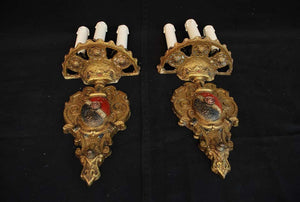 Elegant Pair of 1920s Brass Sconces