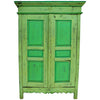 Beautiful Late 19th Century Rustic Green Hutch or Armoire