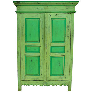 Beautiful Late 19th Century Rustic Green Hutch or Armoire