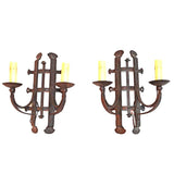 Pair of Antique French 1920 wrought iron sconces