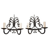 large pair of antique French wrought iron sconces
