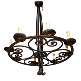Antique French Art Deco wrought iron chandelier