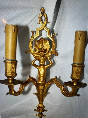 antique French bronze sherubs sconces