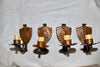 Rare Set of Four French 1920's Wrought Iron and Copper Sconces