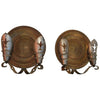 Rare Pair of Large Spanish Brass and Wrought Iron Sconces