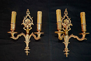 antique French bronze sherubs sconces