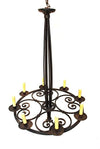 Antique French Art Deco wrought iron chandelier