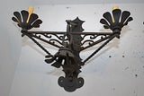 Very Large Antique Pair of French Wrought Iron Sconces