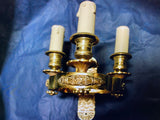pair of antique French 1940 bronze sconces