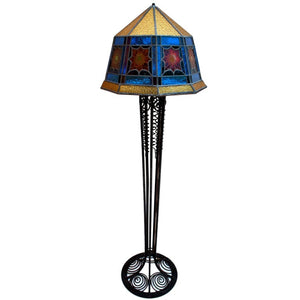 French Art Deco Stain Glass Floor Lamp