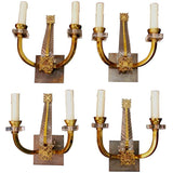 Rare Set of Four French Sconces by Jaques Adnet