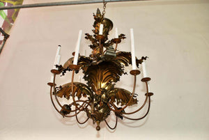 Beautiful and Very Rare 1920's Large Leaves Chandelier