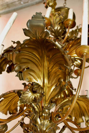 Beautiful and Very Rare 1920's Large Leaves Chandelier