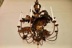 Beautiful and Very Rare 1920's Large Leaves Chandelier
