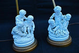Charming Pair of 1920s French Porcelain Cherubs Lamps